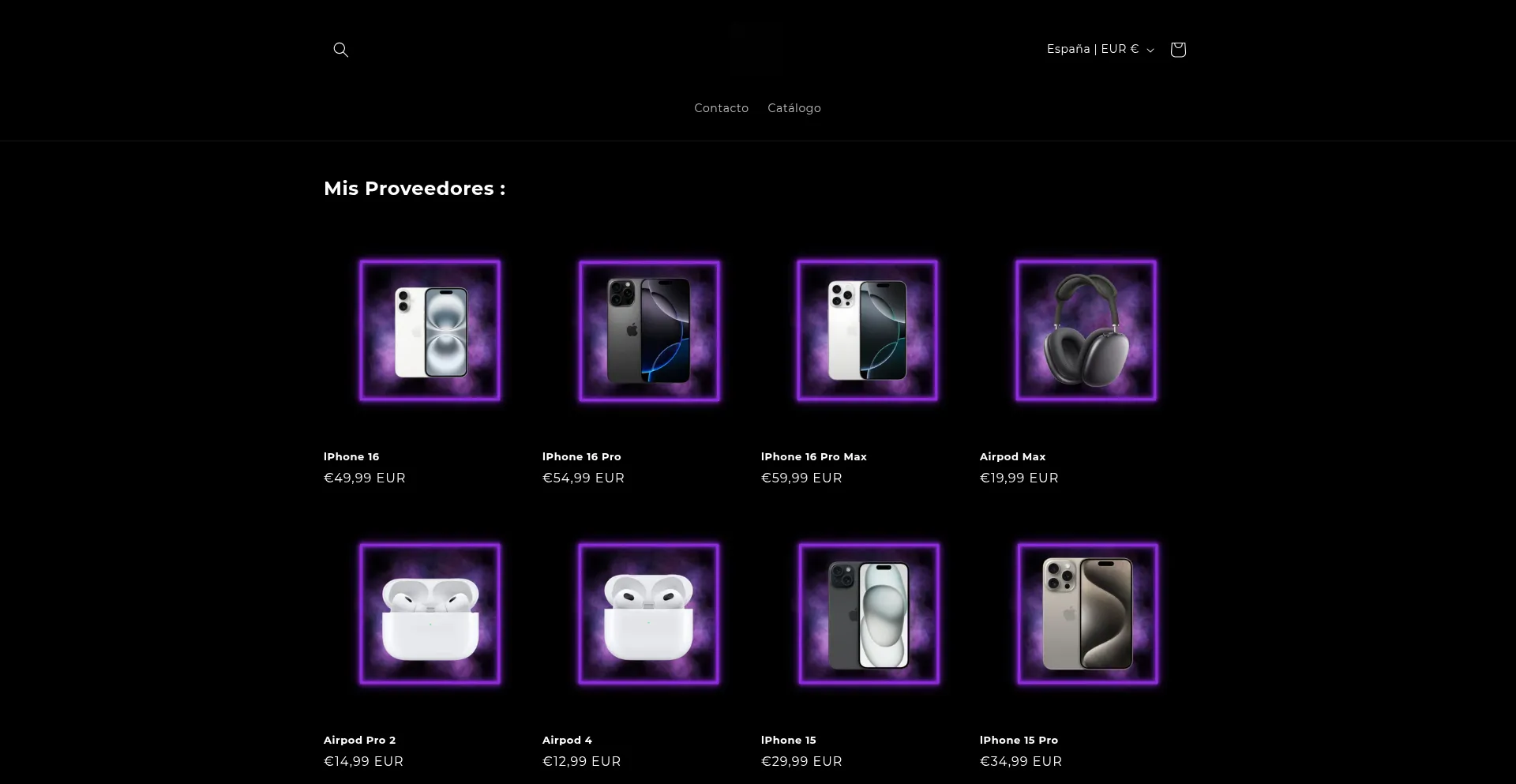 Website screenshot of Revender-store.myshopify.com