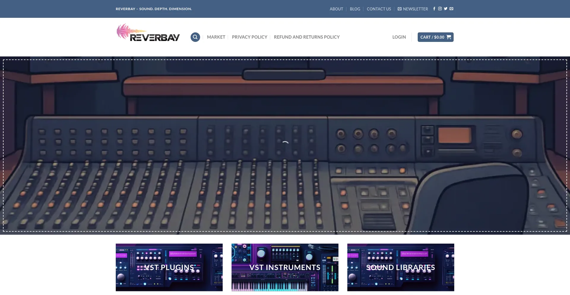 Website screenshot of Reverbay.com