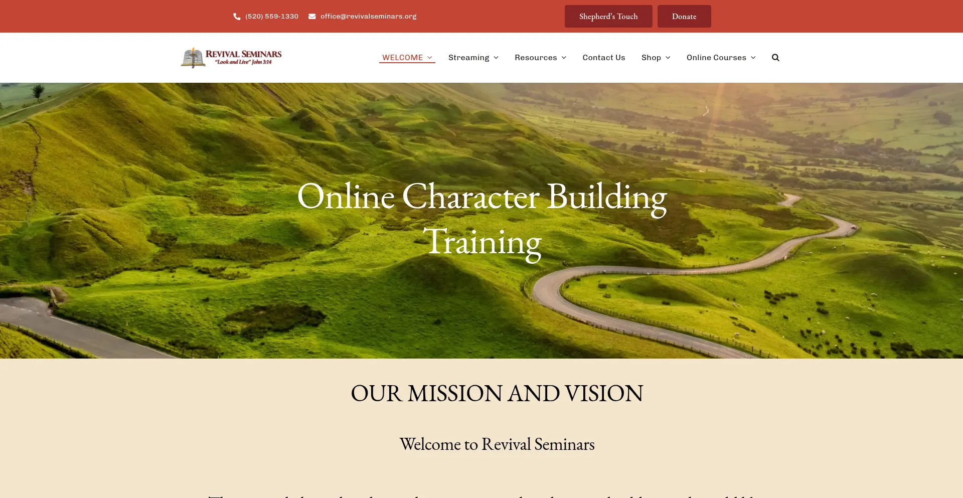 Website screenshot of Revivalseminars.org