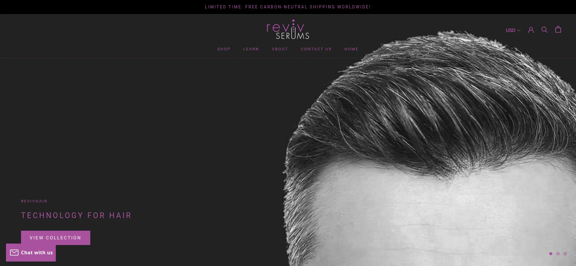 Website screenshot of Revivserums.com