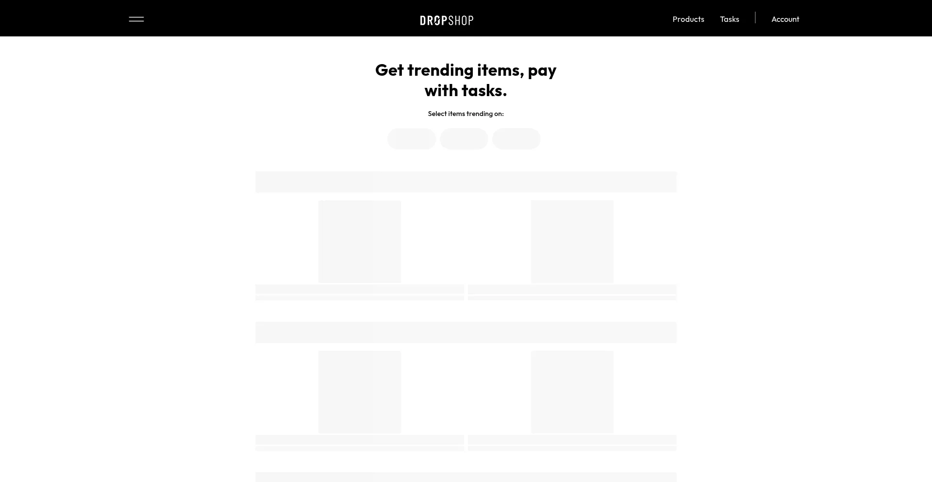 Website screenshot of Rewards.getdropshop.com