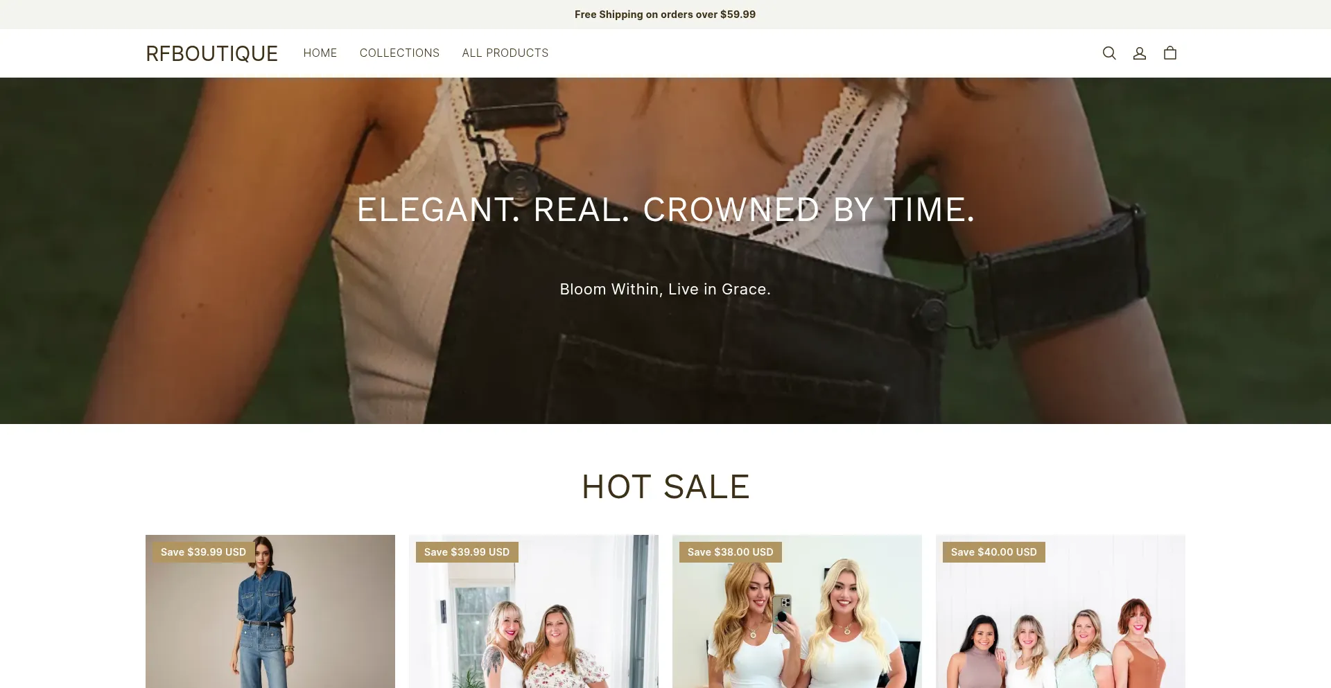 Website screenshot of Rfboutique.com