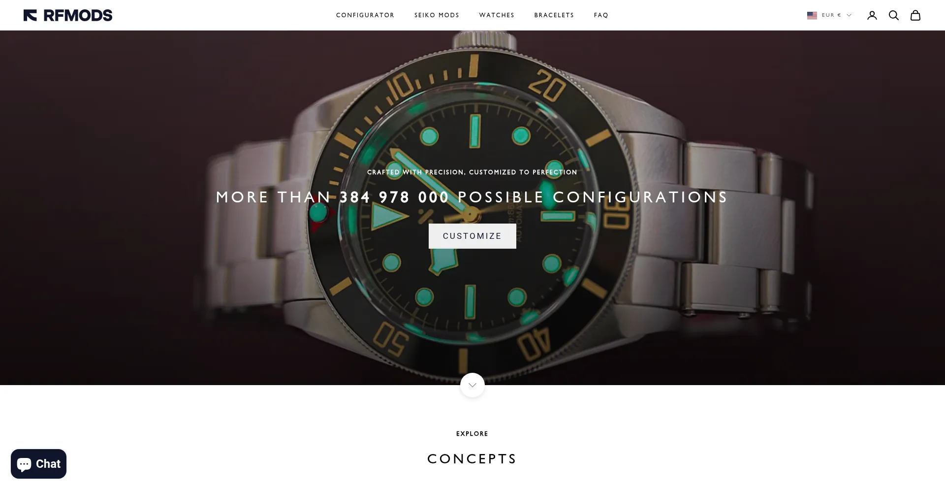 Website screenshot of Rfmods.com