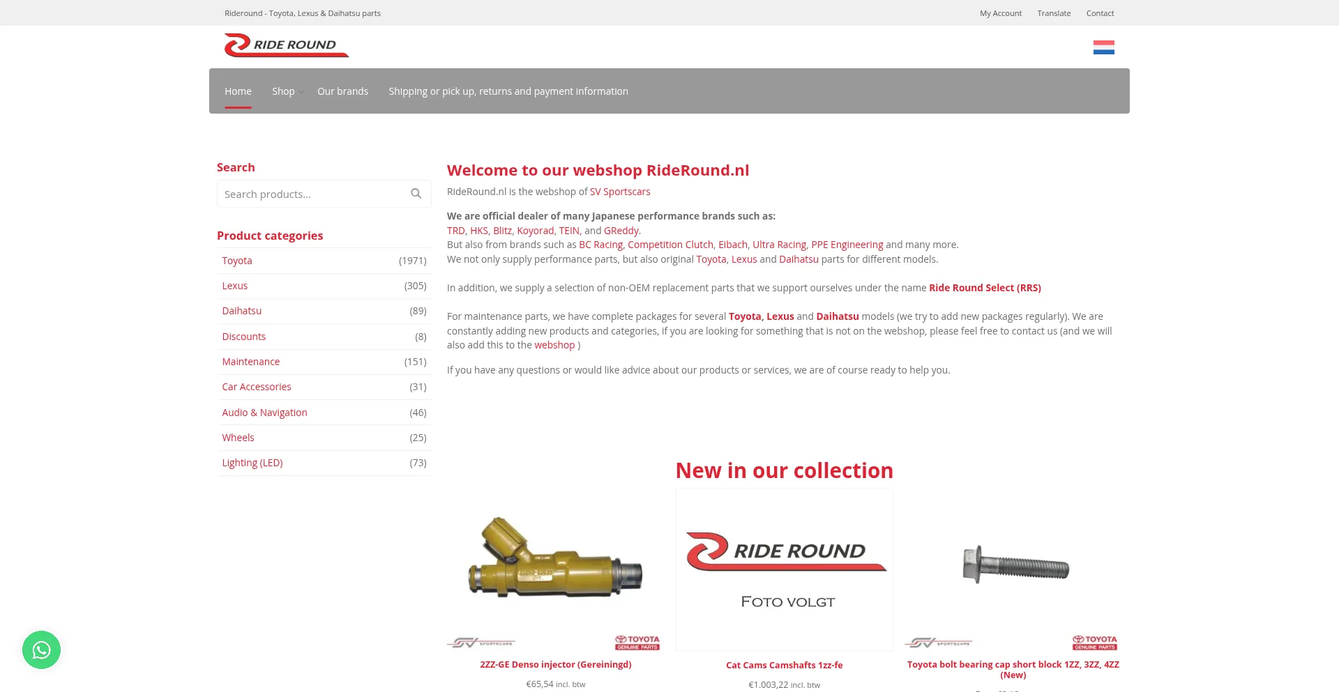 Website screenshot of Rideround.nl