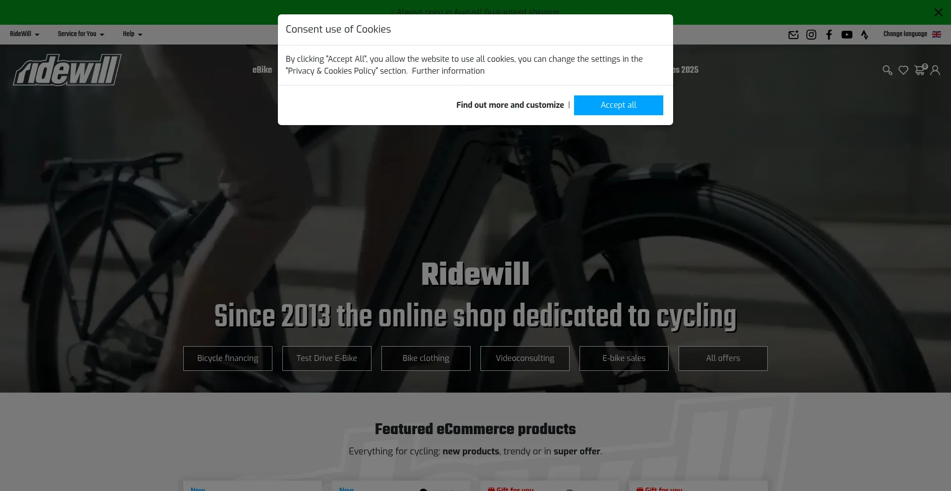 Website screenshot of Ridewill.it
