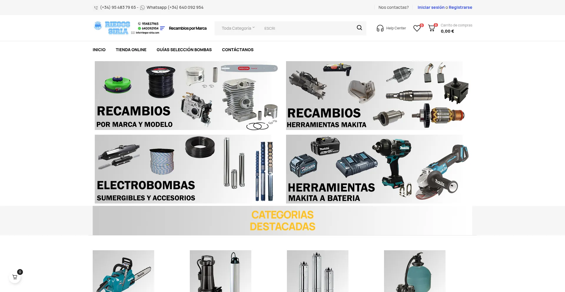 Website screenshot of Riegos-siria.com