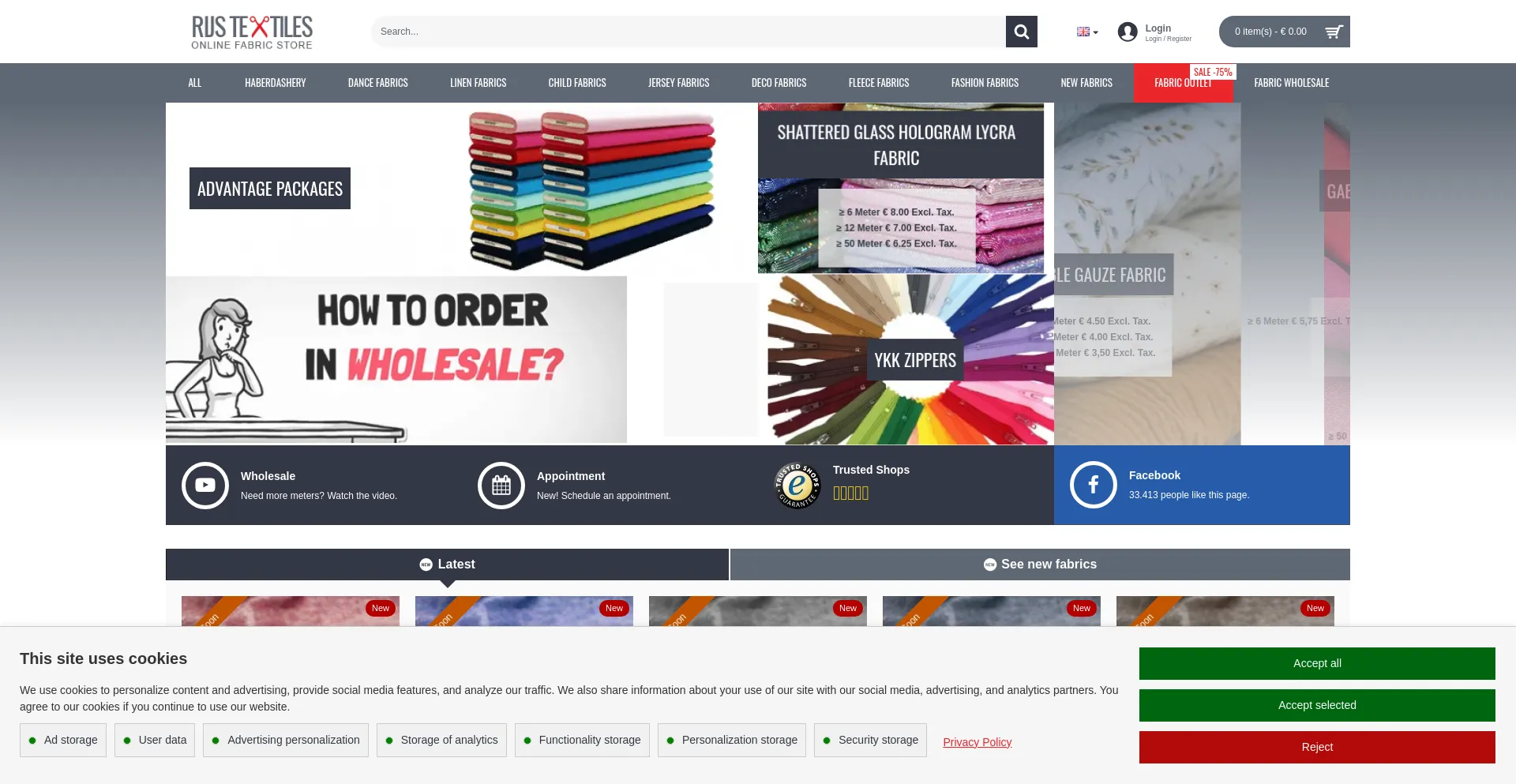 Website screenshot of Rijstextiles.com