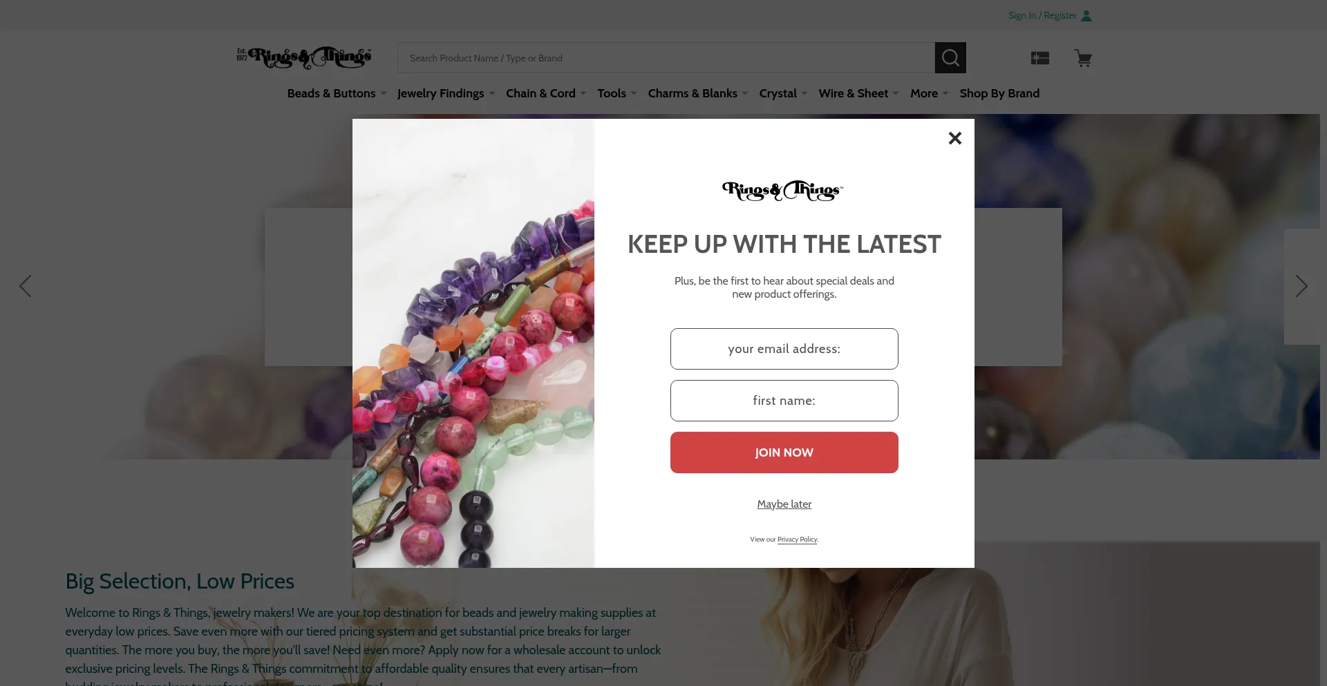 Website screenshot of Rings-things.com