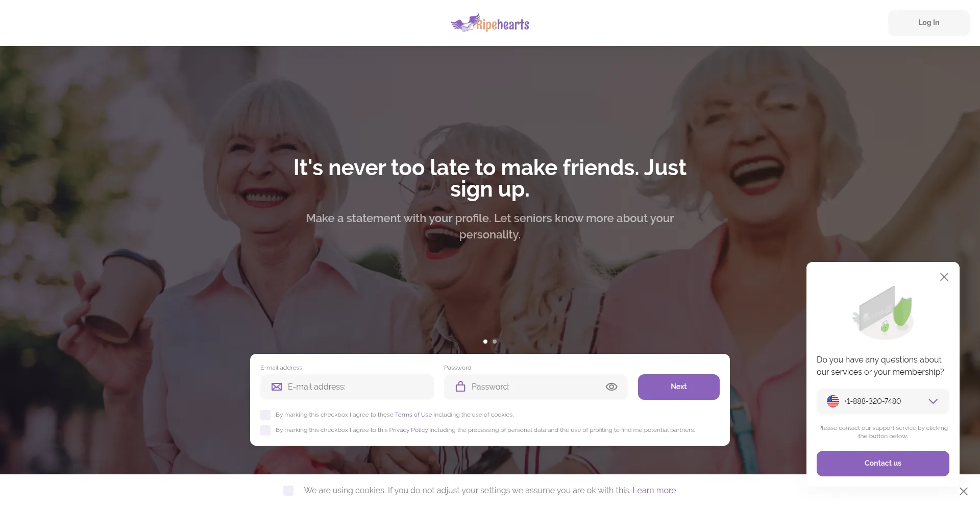 Website screenshot of Ripehearts.com
