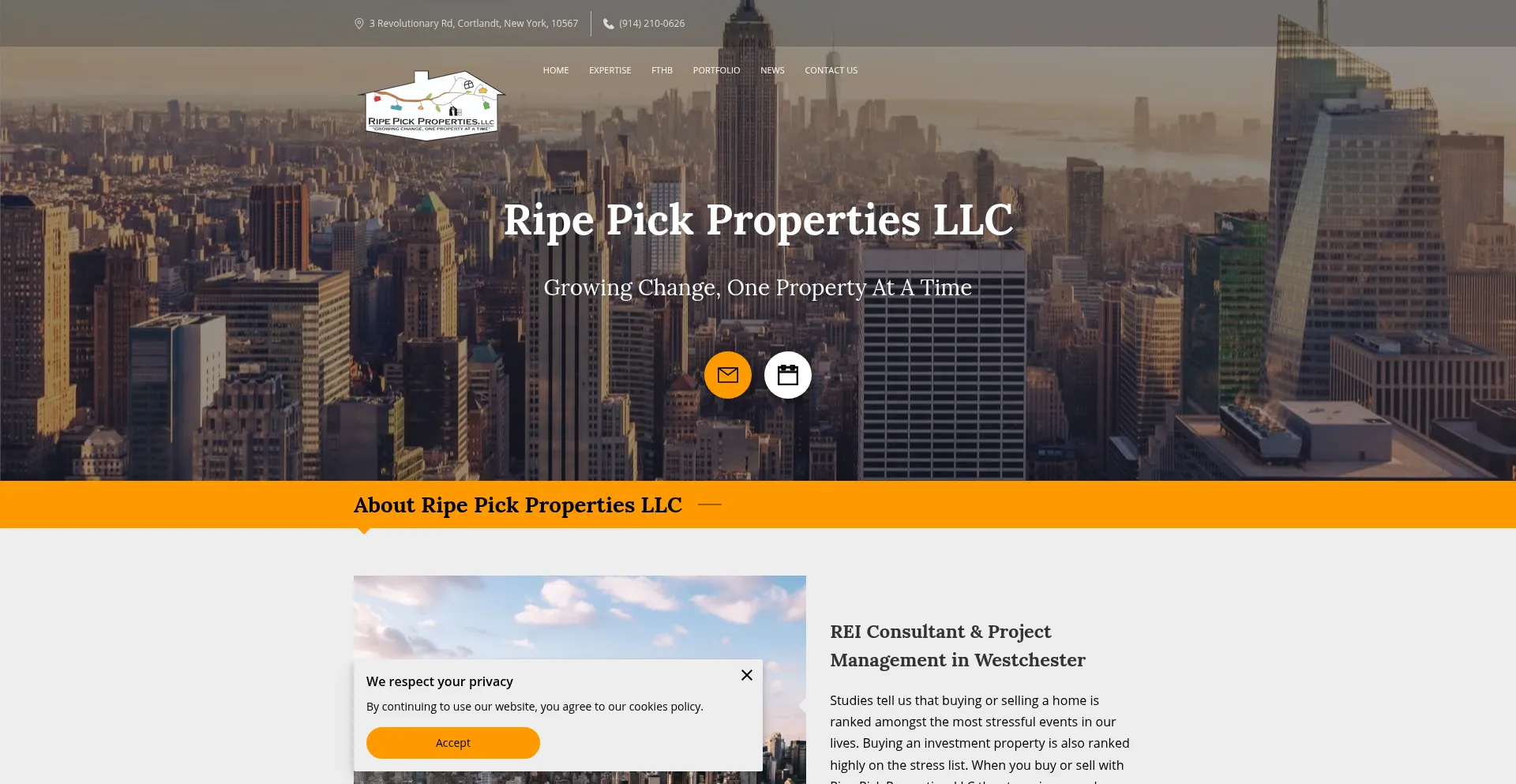 Website screenshot of Ripepickproperties.com