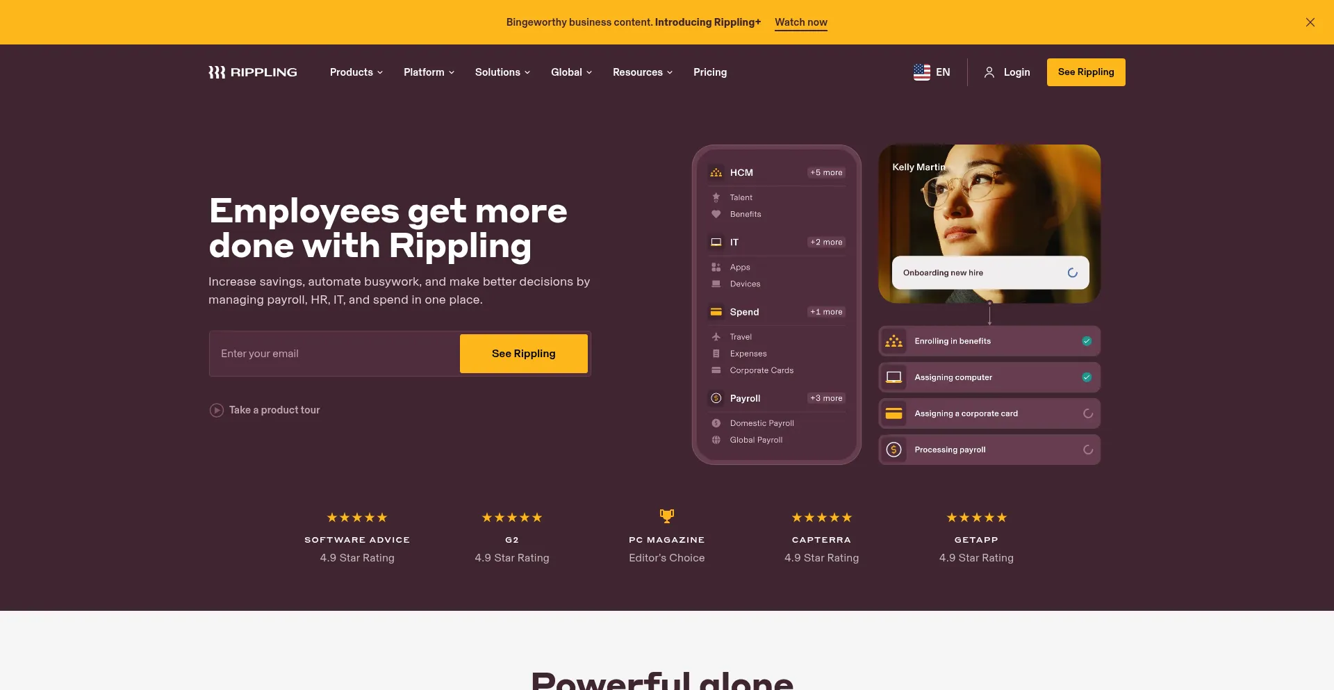 Website screenshot of Rippling.com