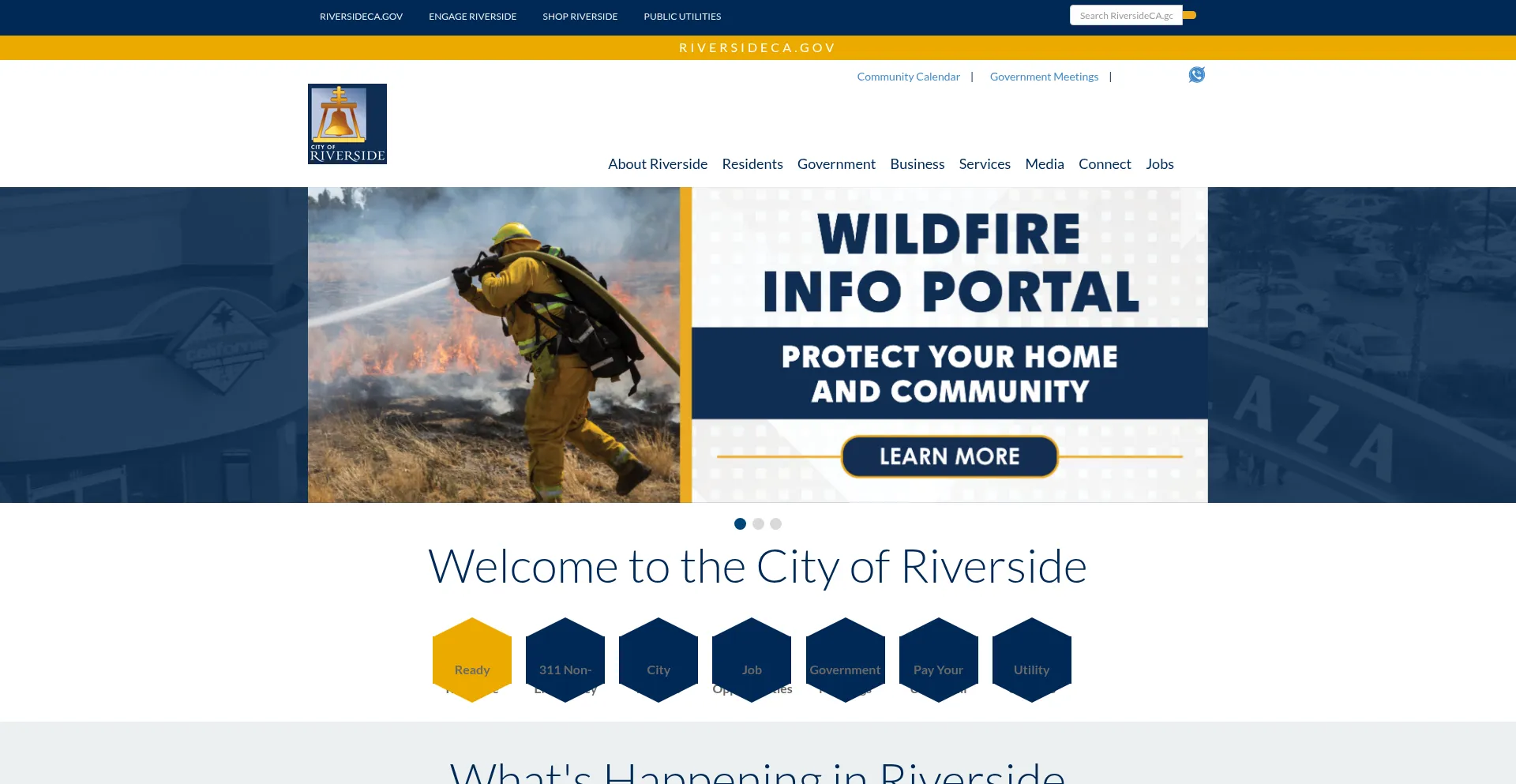 Website screenshot of Riversideca.gov