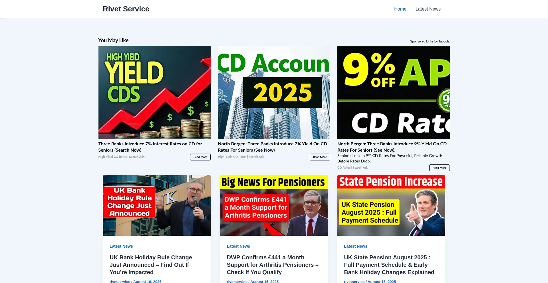 Website screenshot of Rivetservice.com