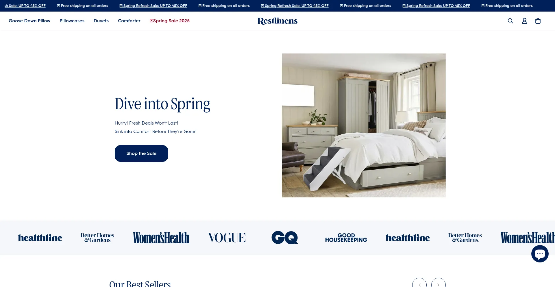 Website screenshot of Rlinens.com