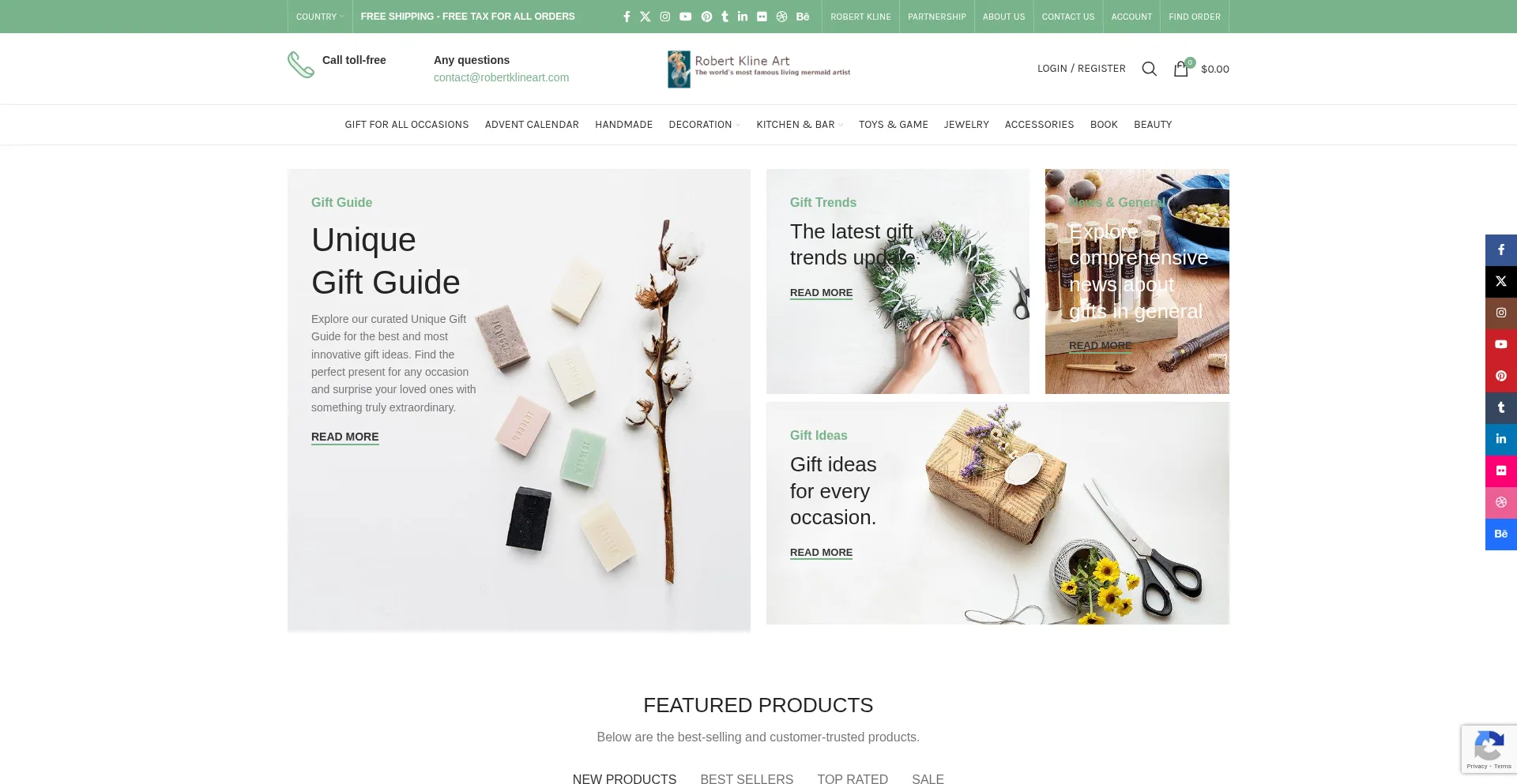 Website screenshot of Robertklineart.com