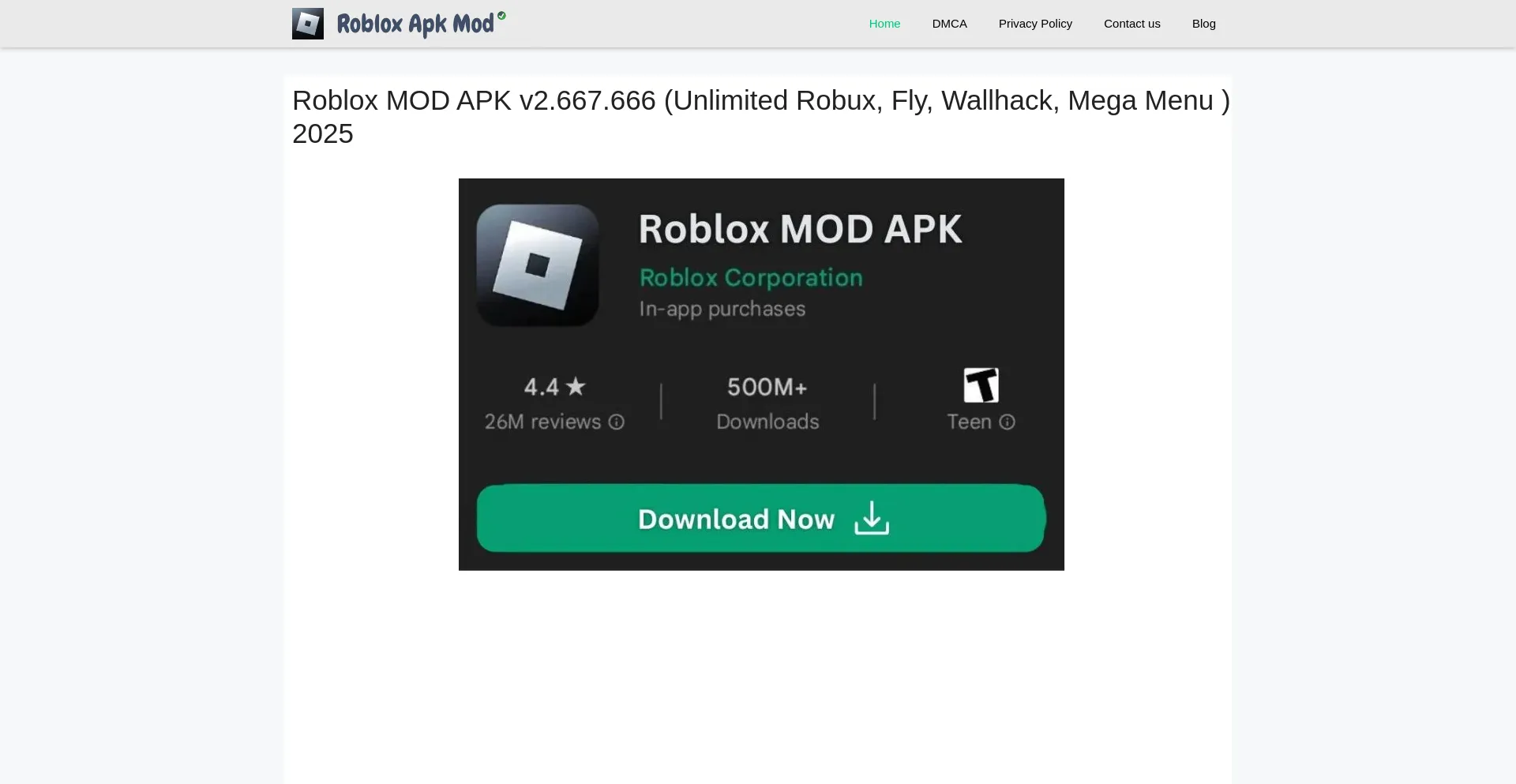 Website screenshot of Robloxapkmod.com