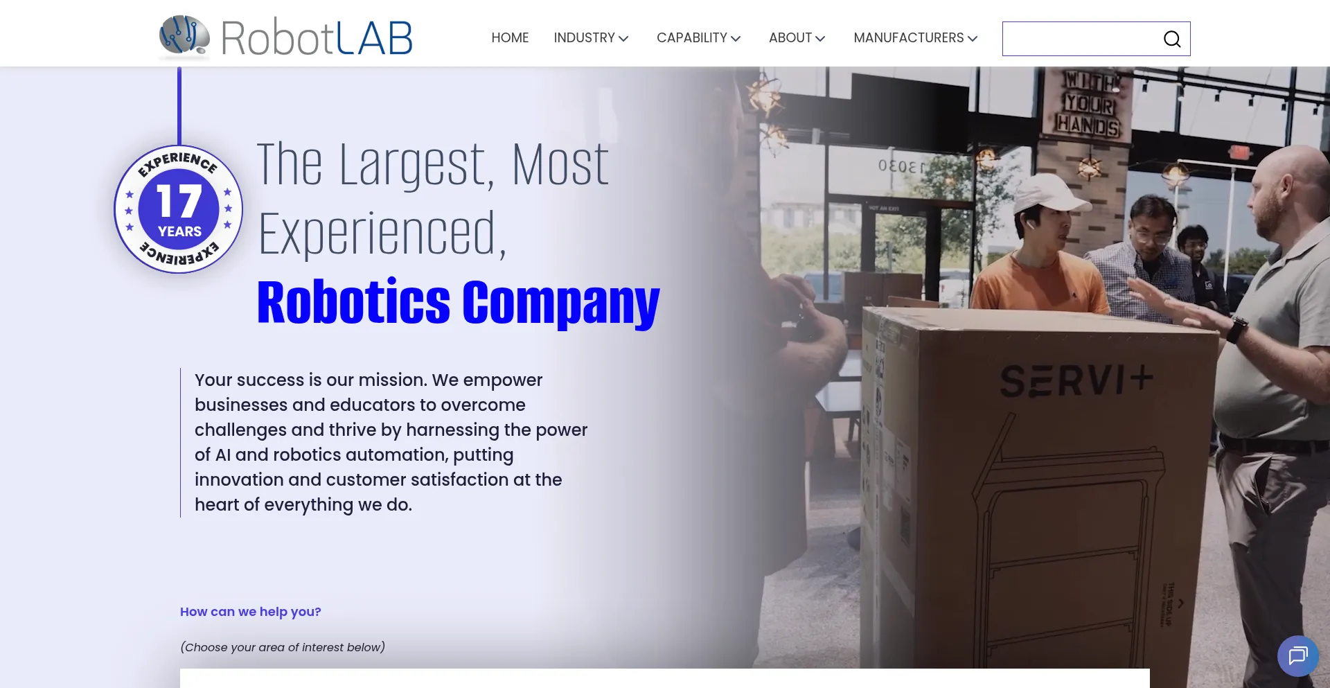 Website screenshot of Robotlab.com