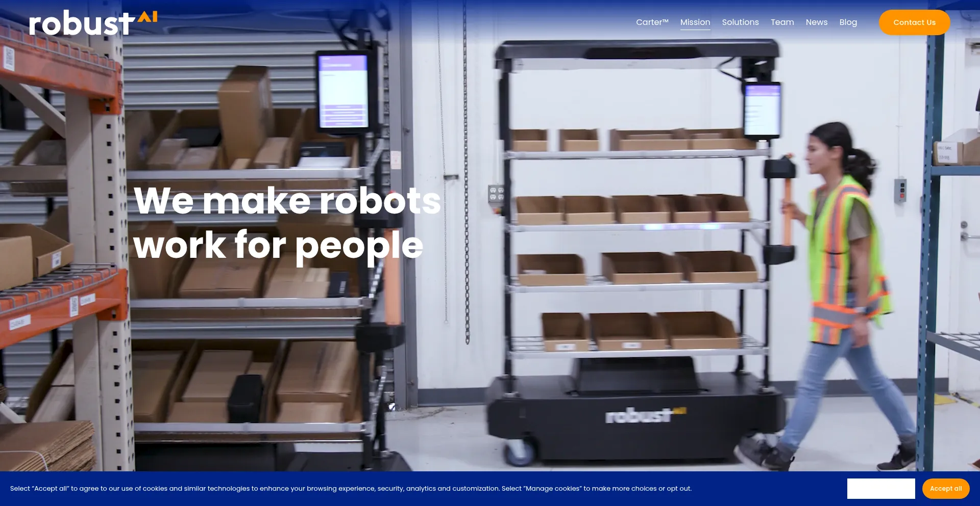 Website screenshot of Robust.ai
