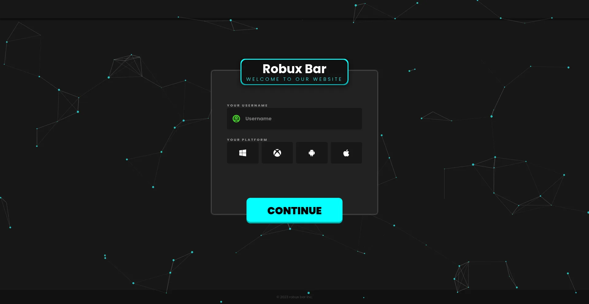 Website screenshot of Robux.bar