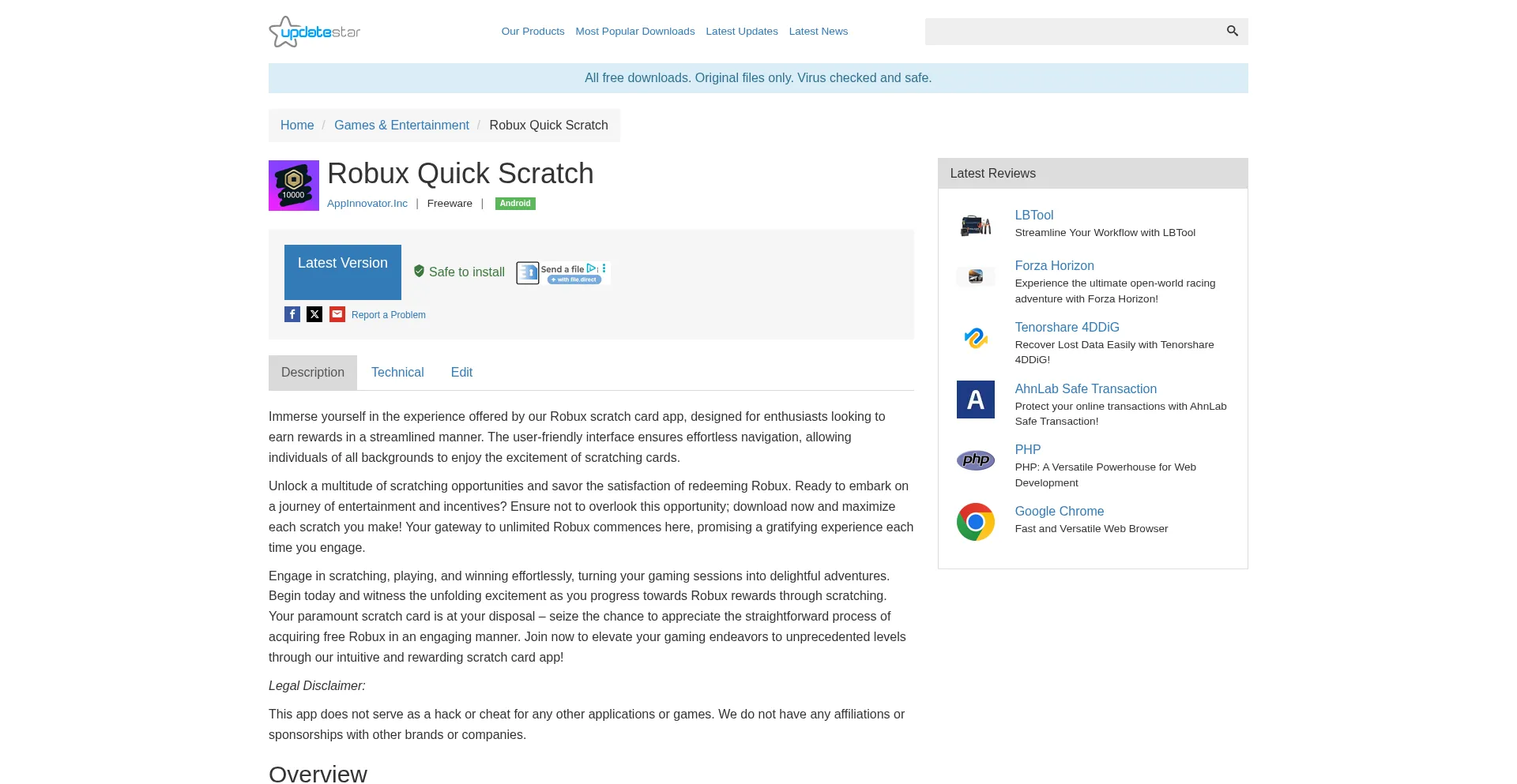 Robux-quick-scratch.updatestar.com