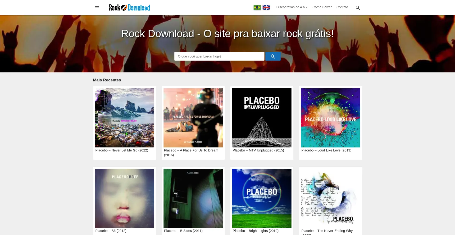 Website screenshot of Rockdownload.org