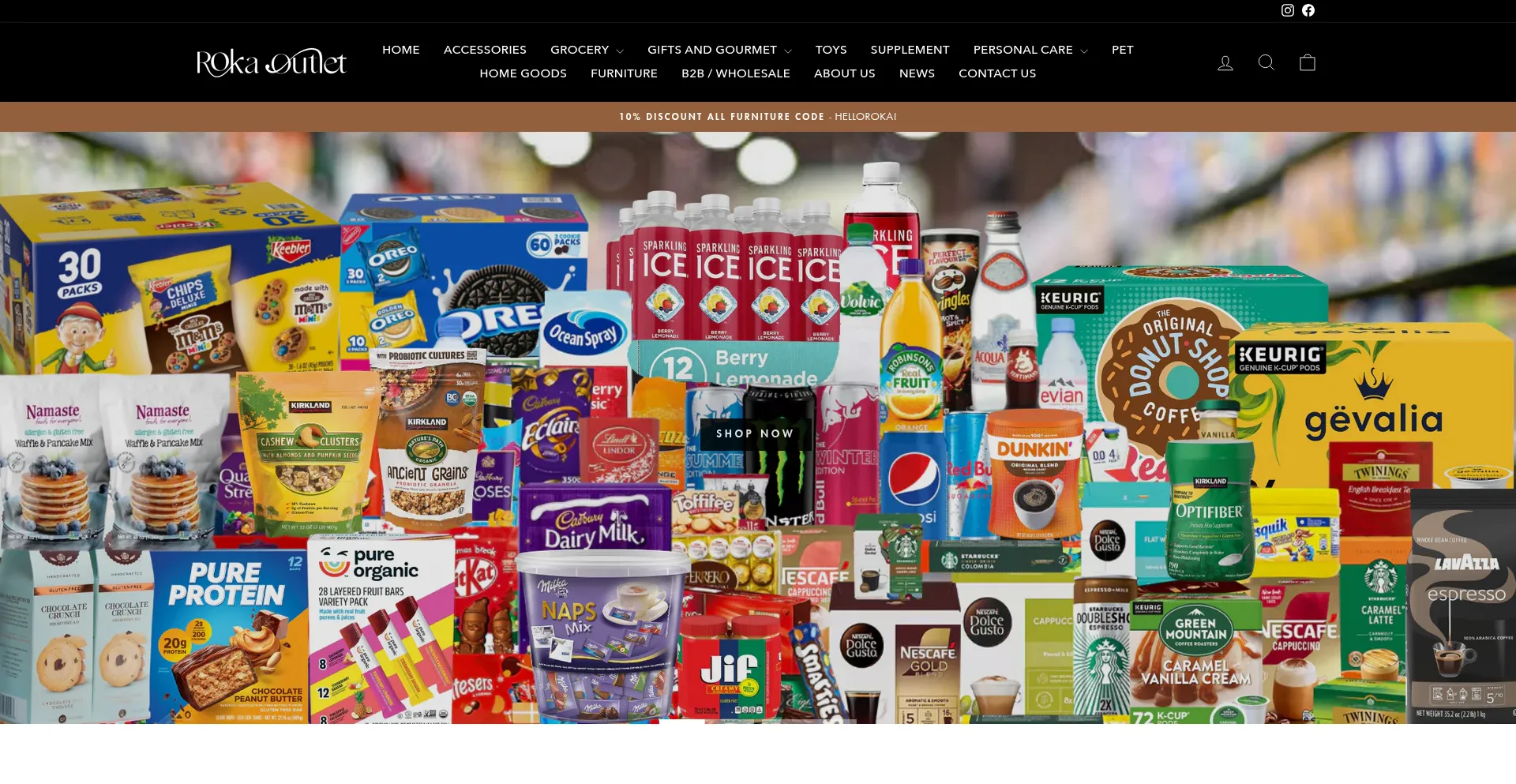 Website screenshot of Rokaoutlet.com