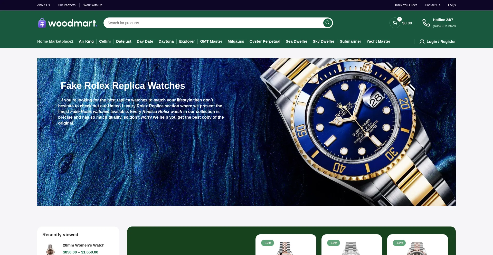 Website screenshot of Rolexsuperclones.com