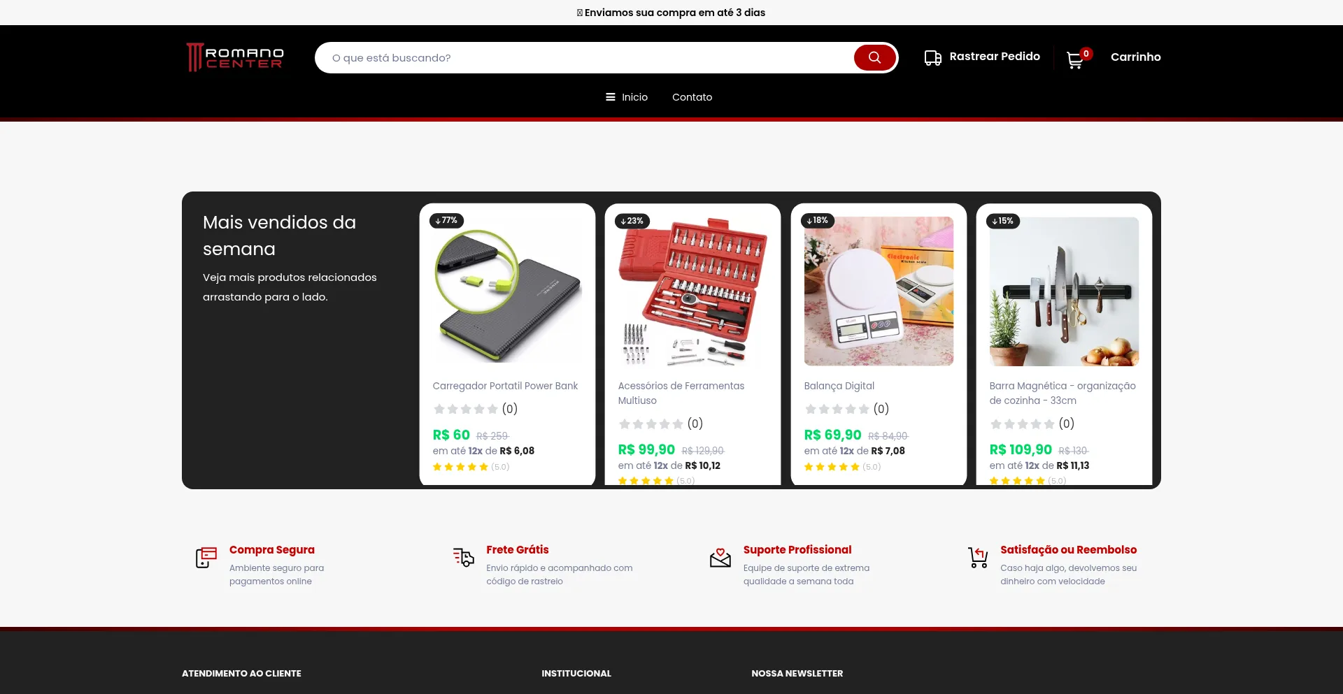 Website screenshot of Romanocenter.com