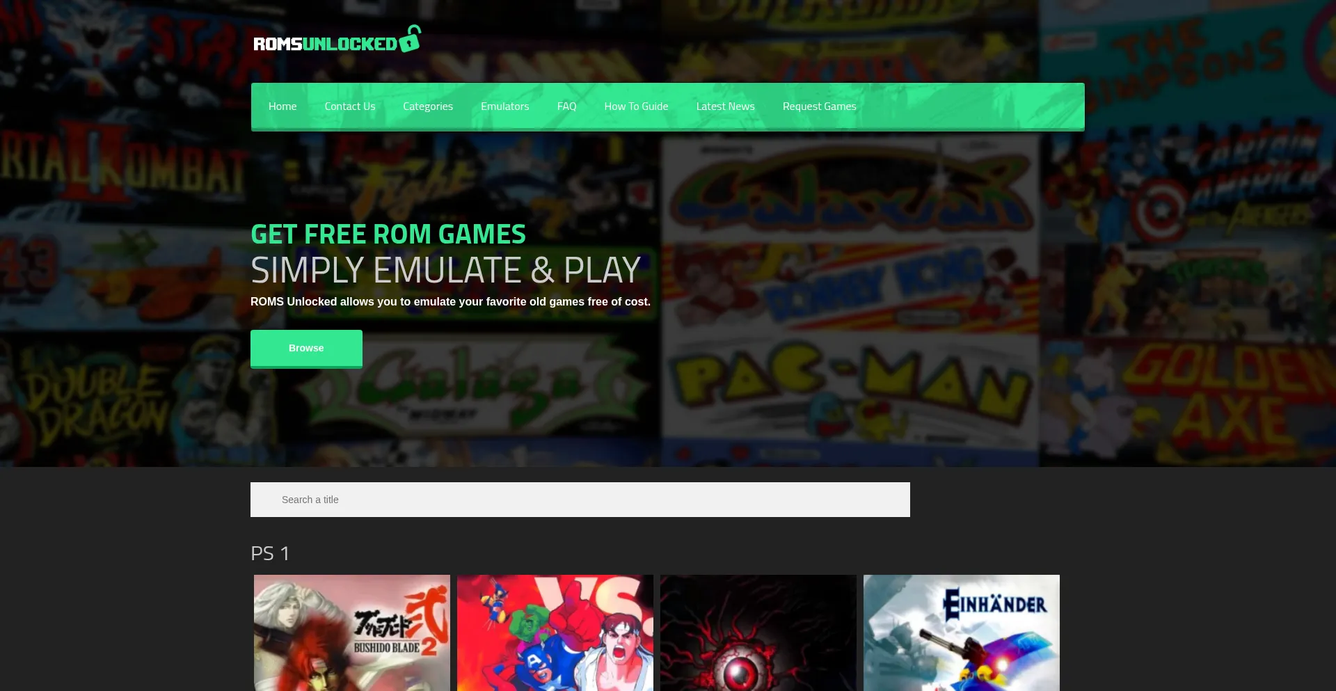 Website screenshot of Romsunlocked.com