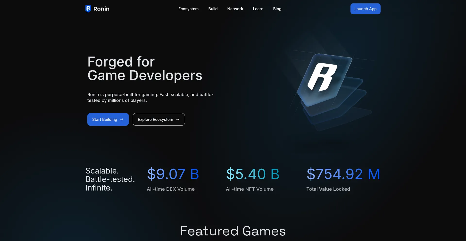 Website screenshot of Roninchain.com