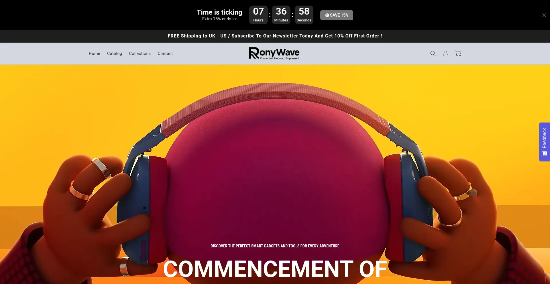 Website screenshot of Ronywave.com