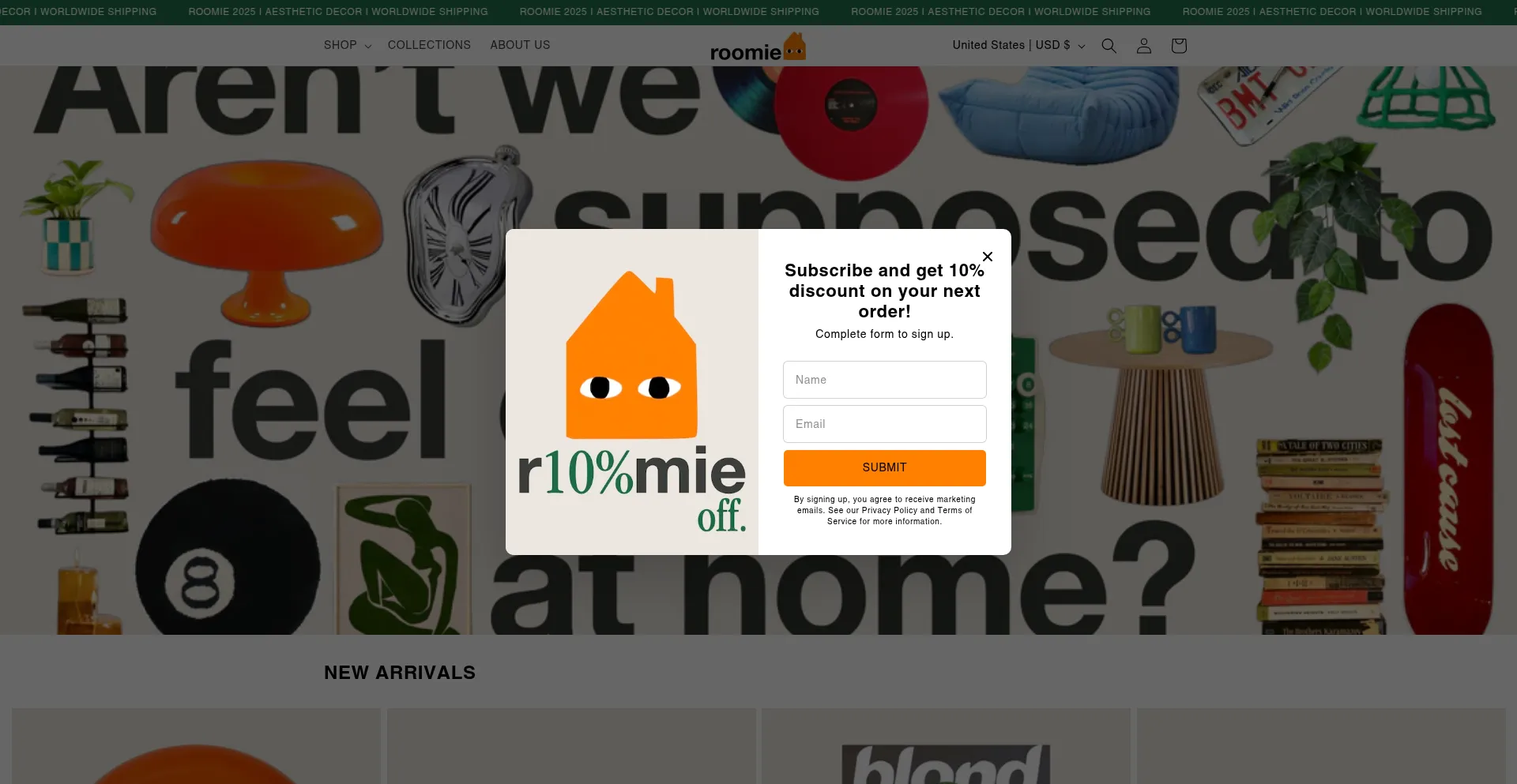 Website screenshot of Roomietm.com