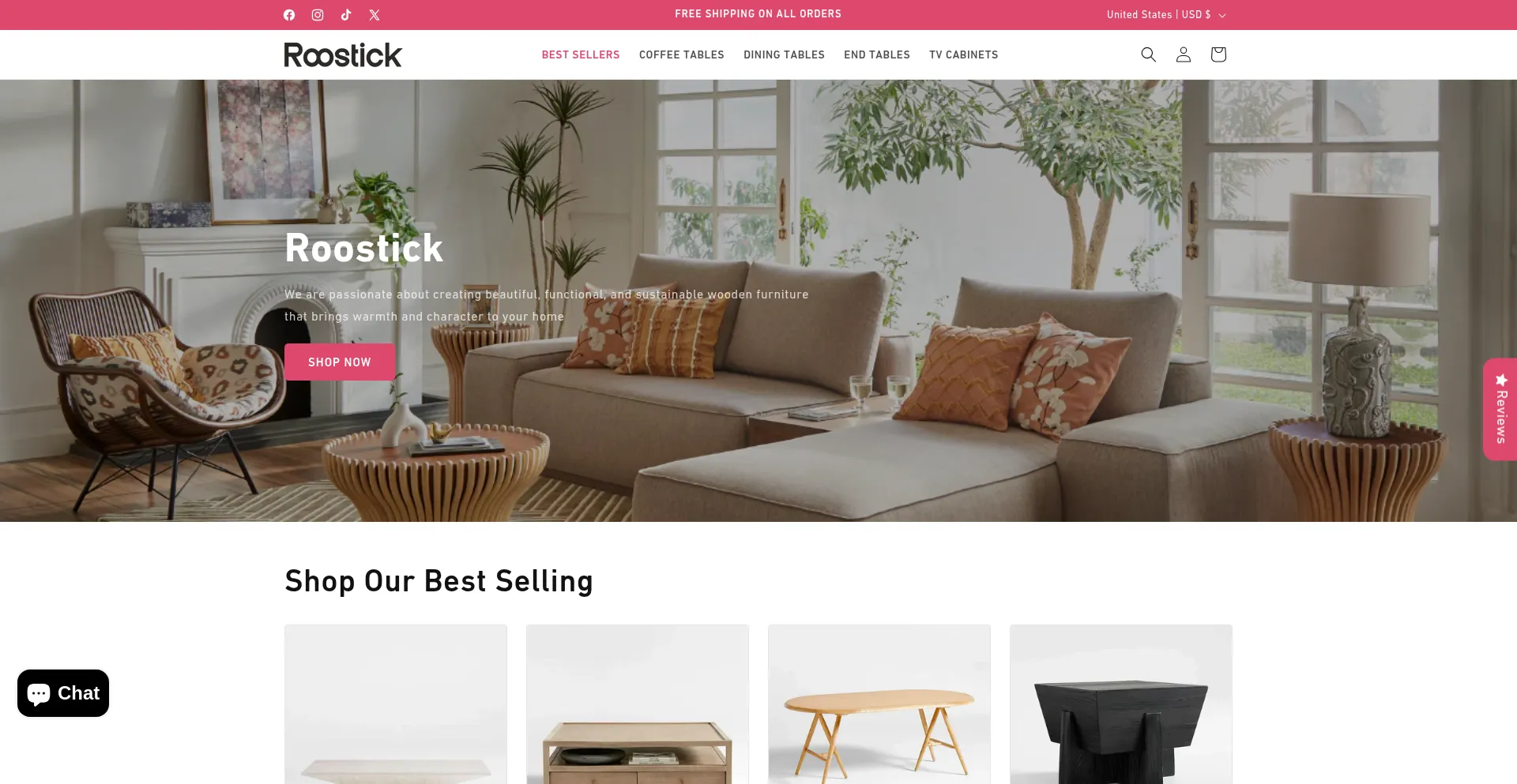 Website screenshot of Roostick.com