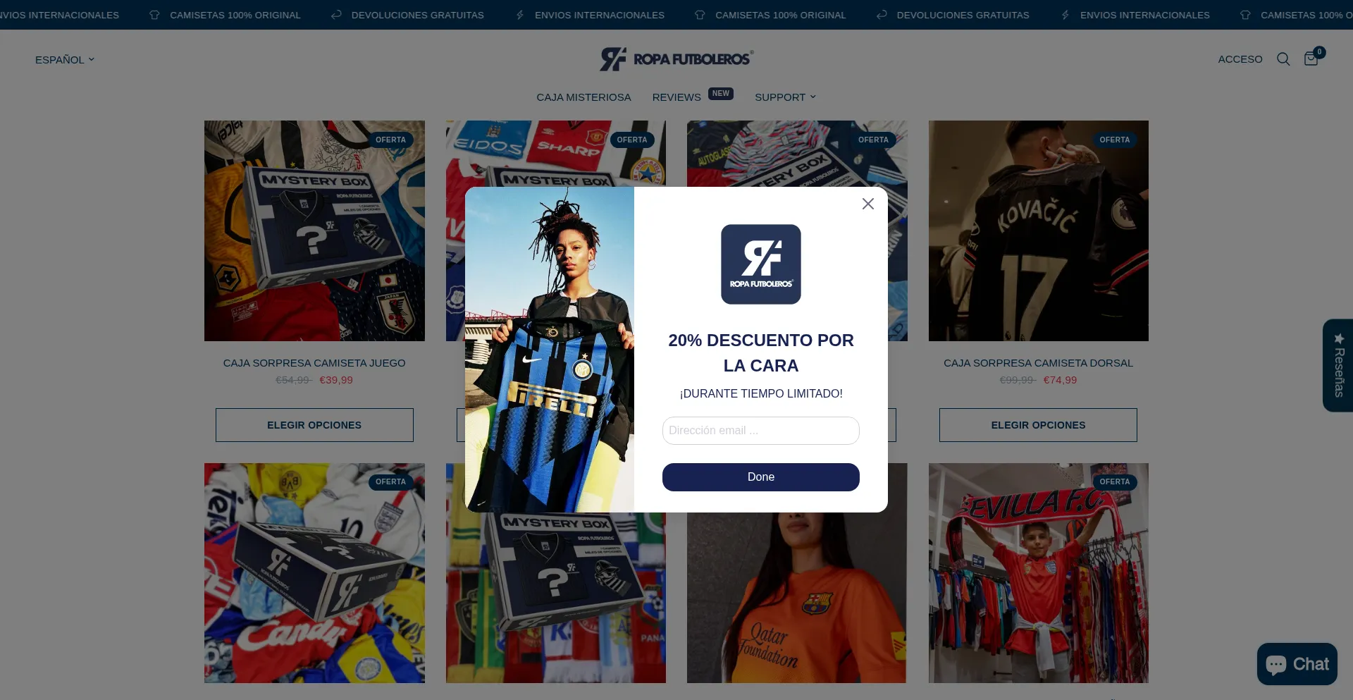 Website screenshot of Ropafutboleros.com
