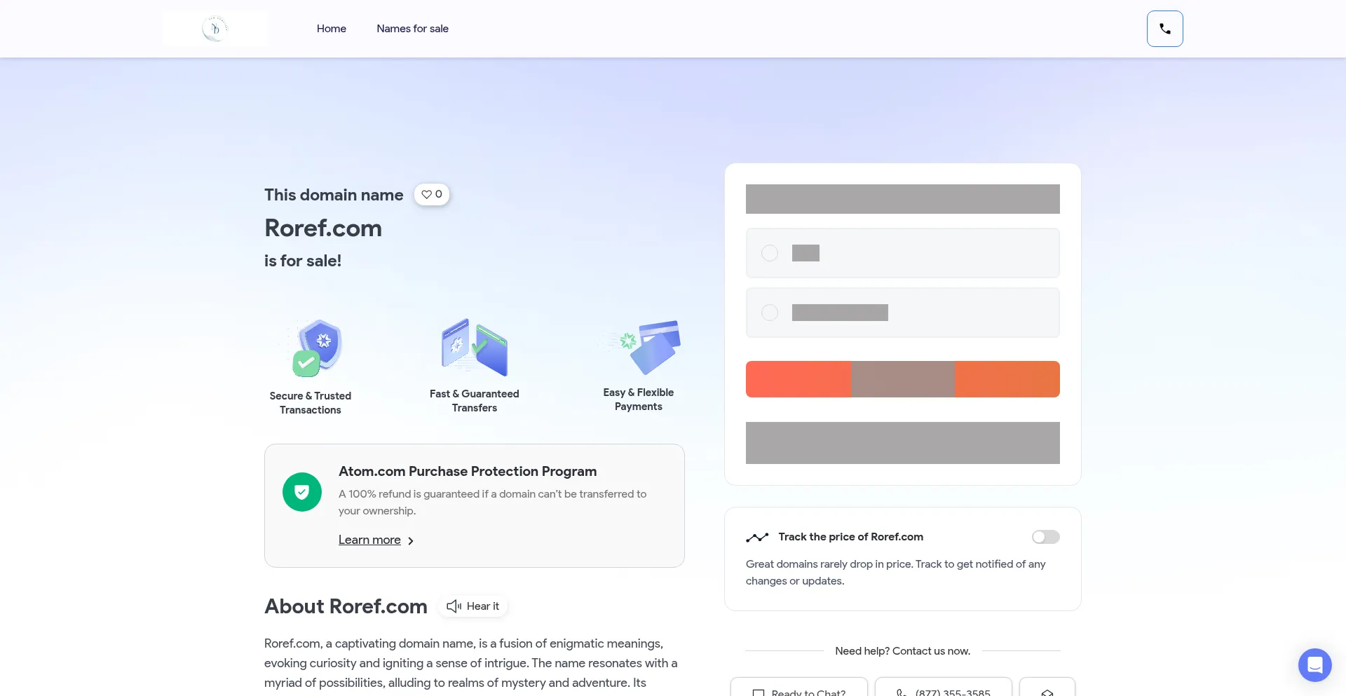 Website screenshot of Roref.com