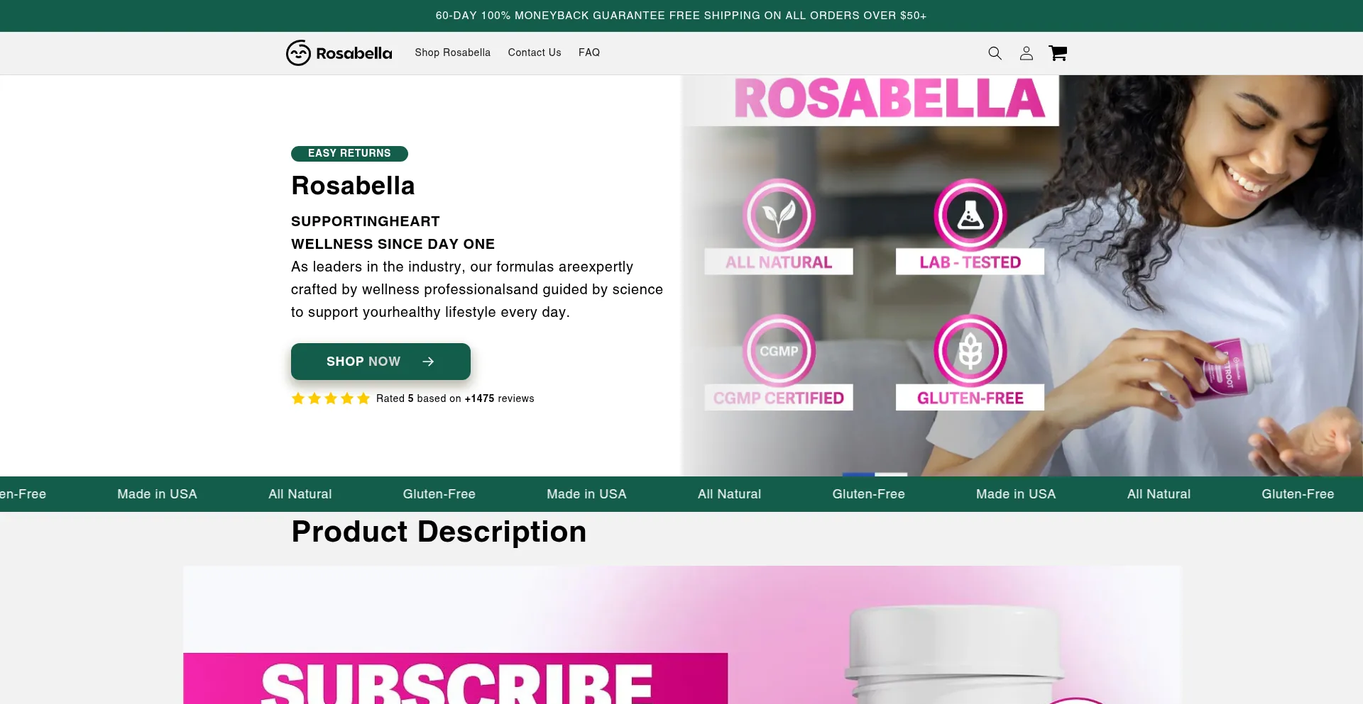 Website screenshot of Rosabellaa.shop