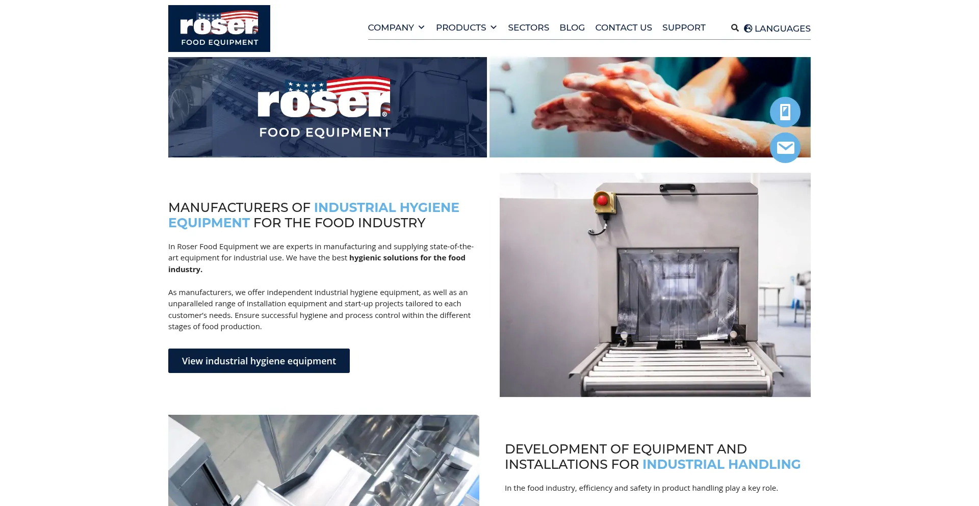 Website screenshot of Roserfoodequipment.com