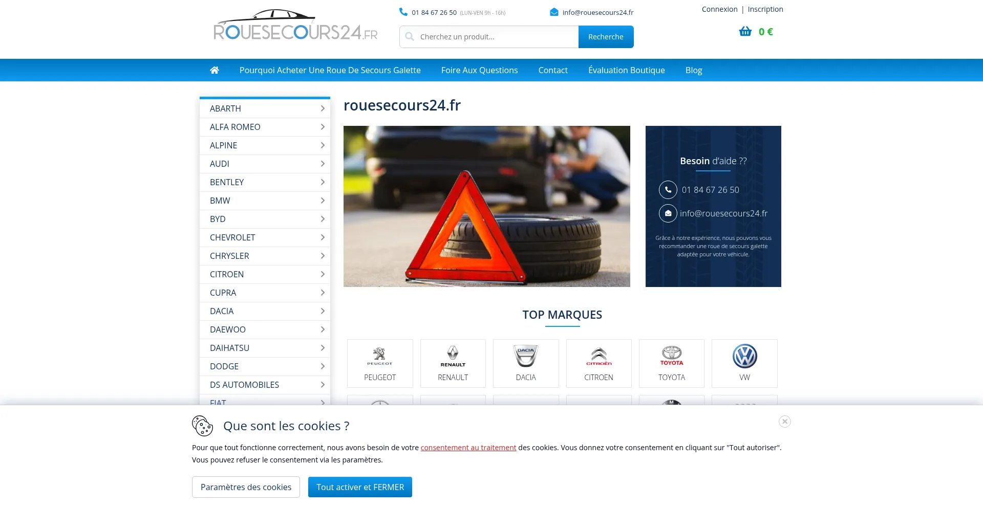 Website screenshot of Rouesecours24.fr