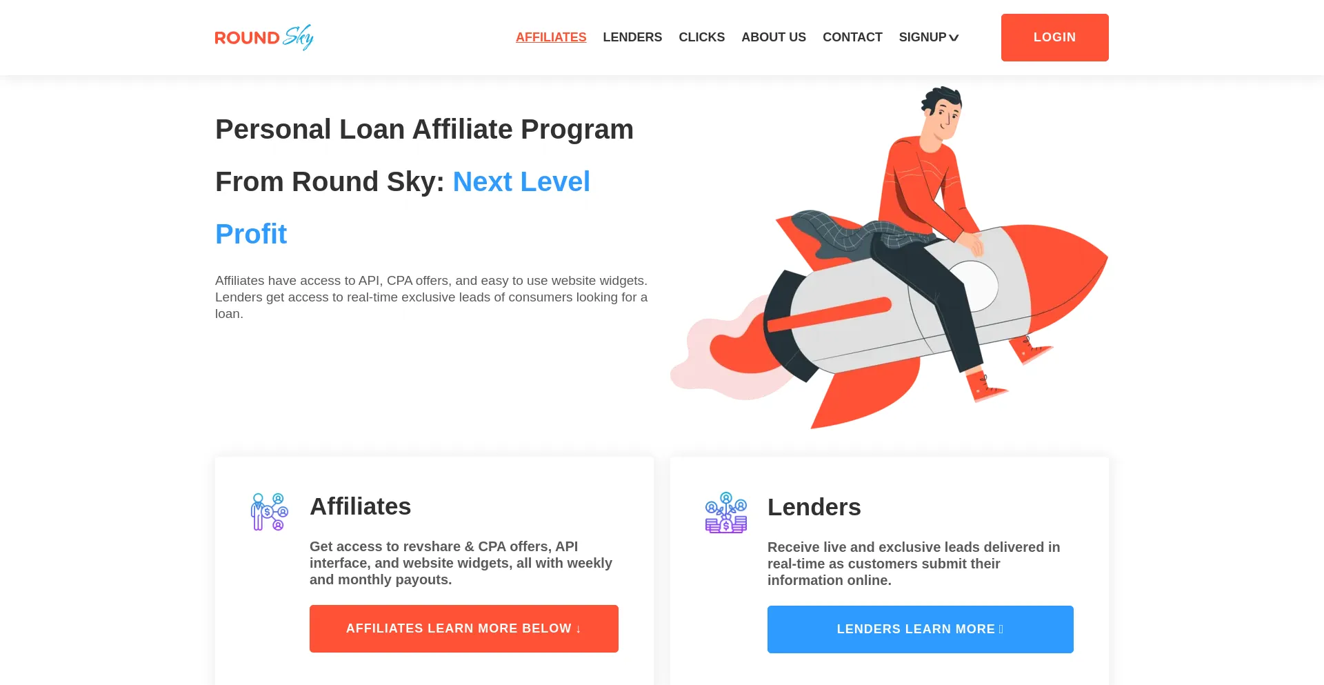 Website screenshot of Roundsky.com