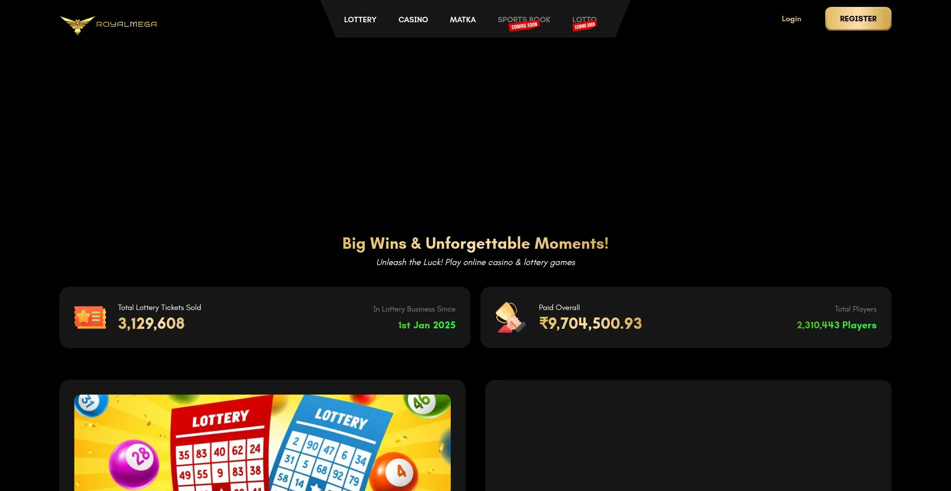 Website screenshot of Royalmega.com