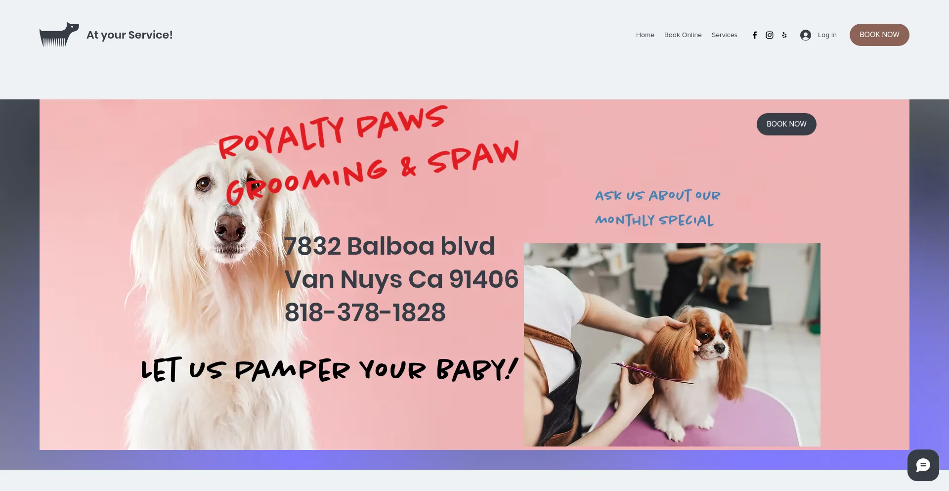 Website screenshot of Royaltypawsgrooming.com