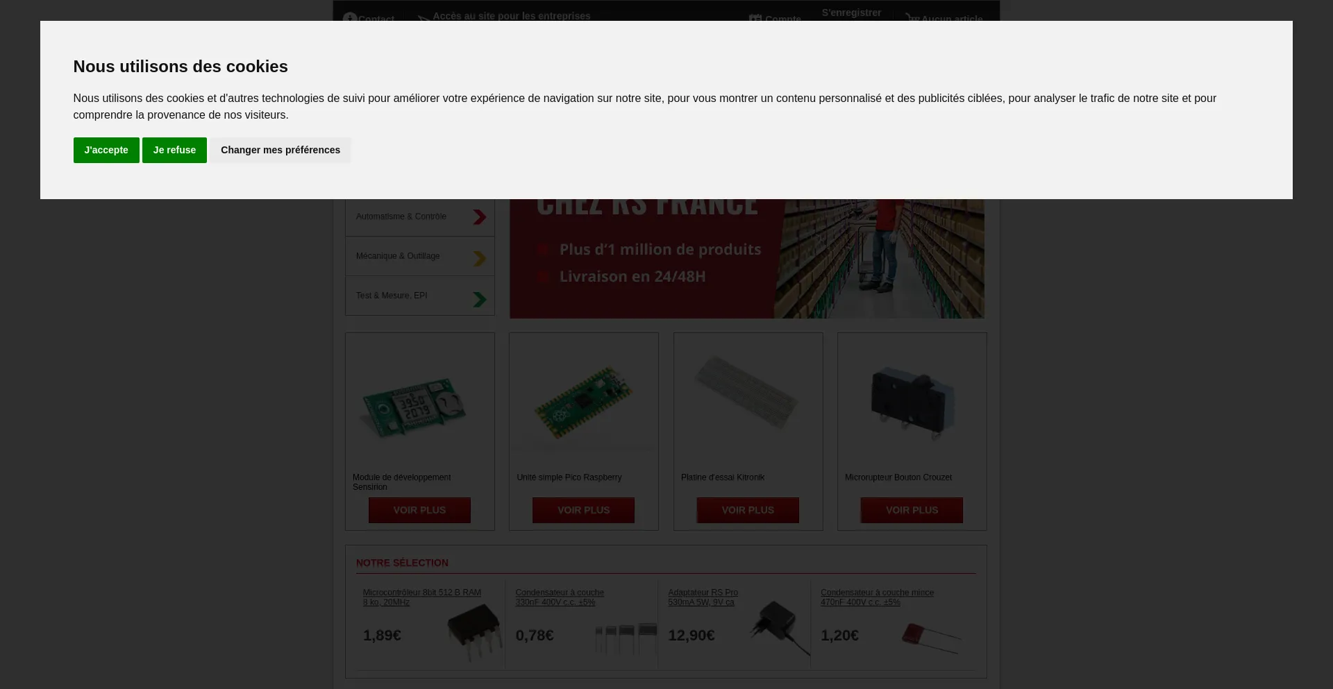 Website screenshot of Rs-particuliers.com