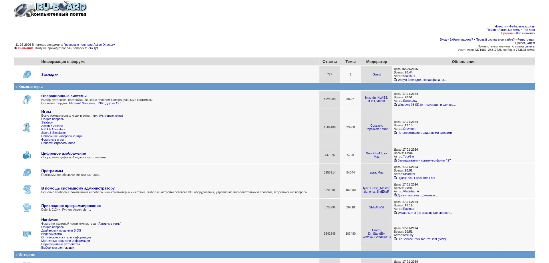 Website screenshot of Ru-board.com