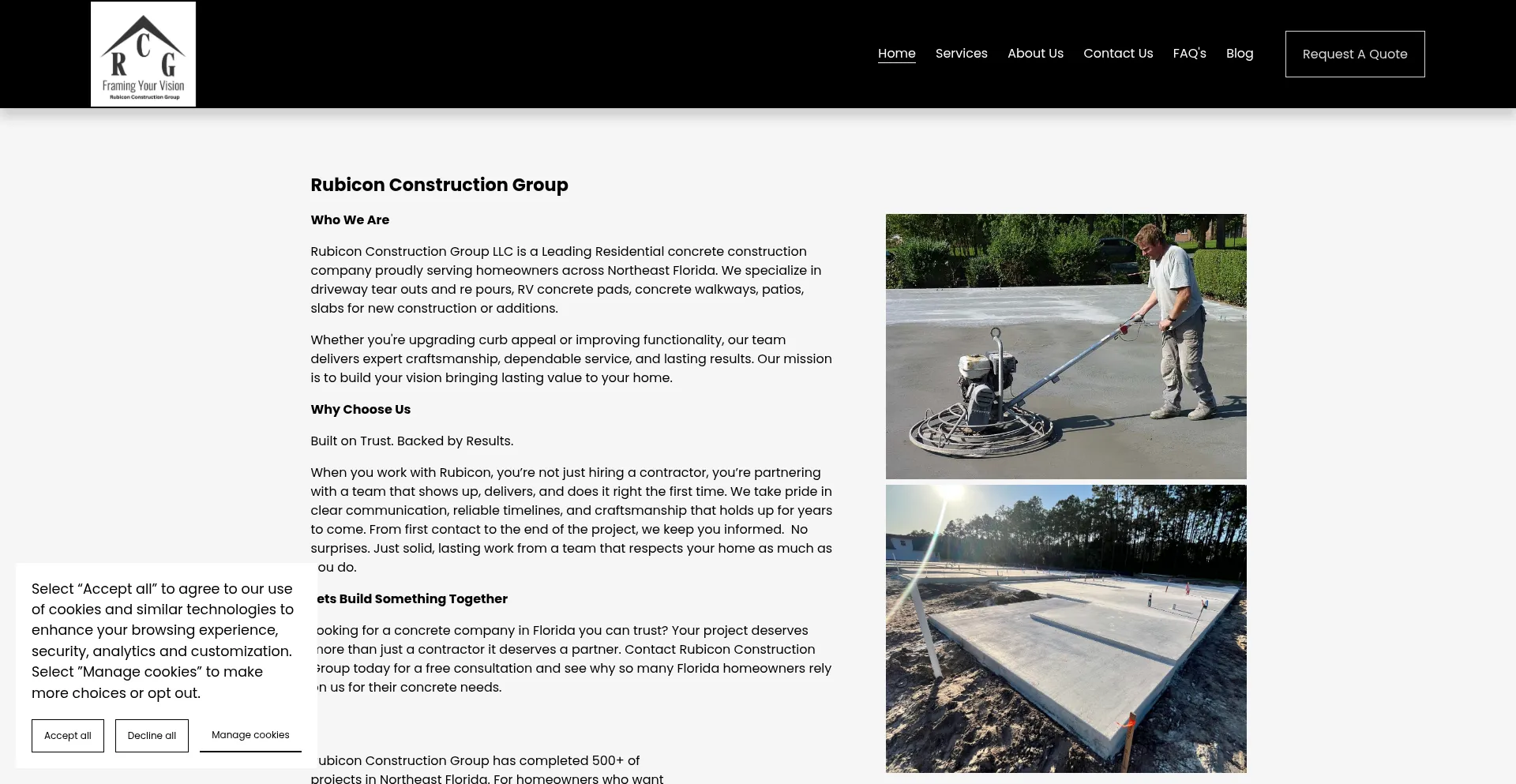 Website screenshot of Rubiconconstructiongroupllc.com