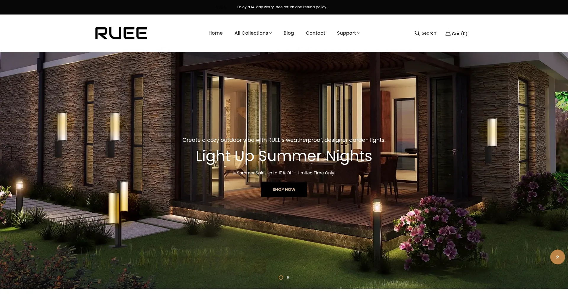 Website screenshot of Rueelight.com