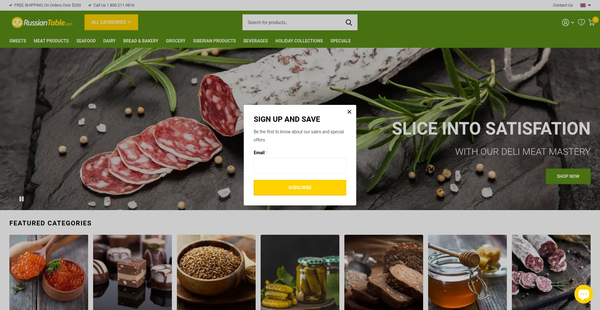 Website screenshot of Russiantable.com