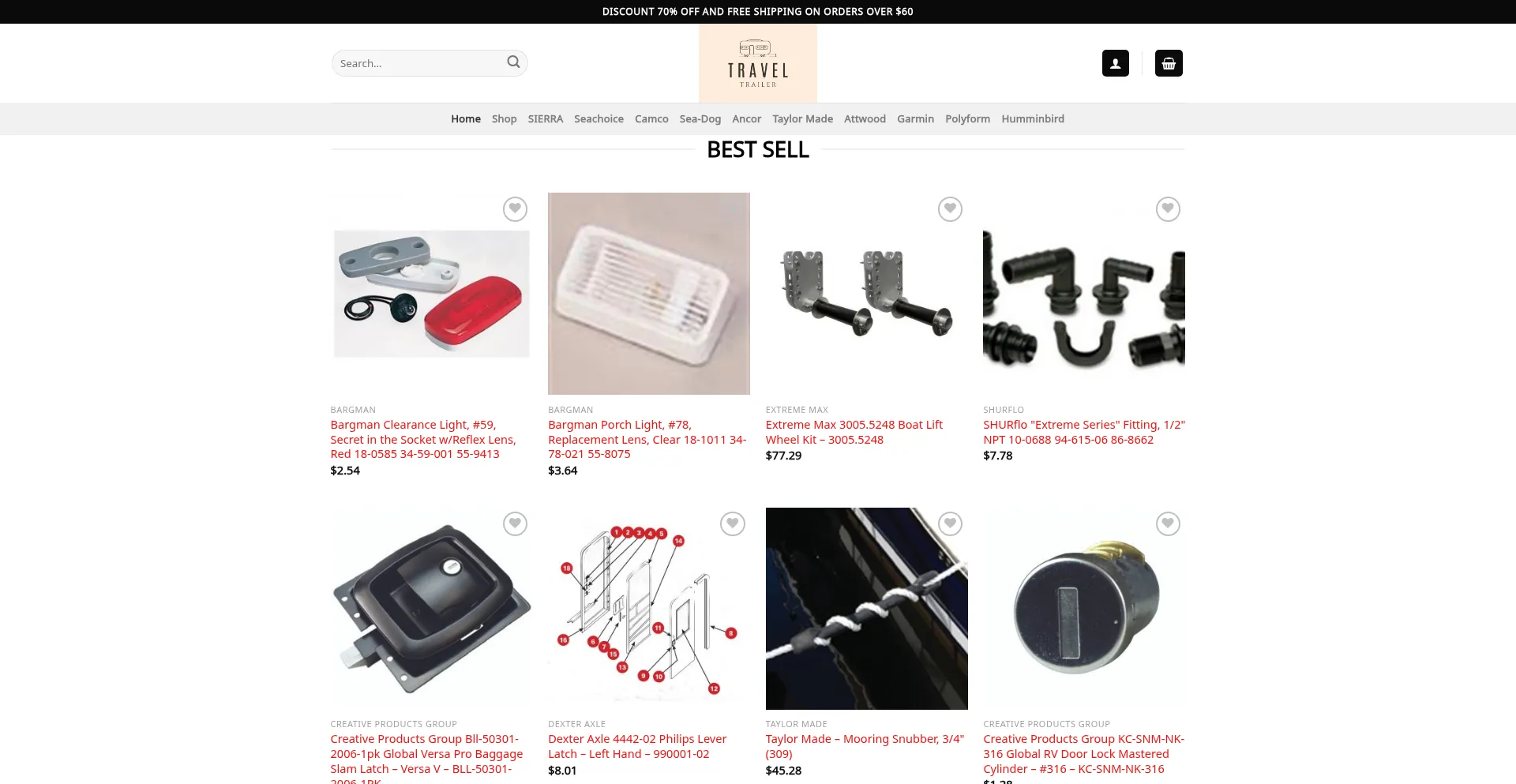 Website screenshot of Rvtrailerstore.com