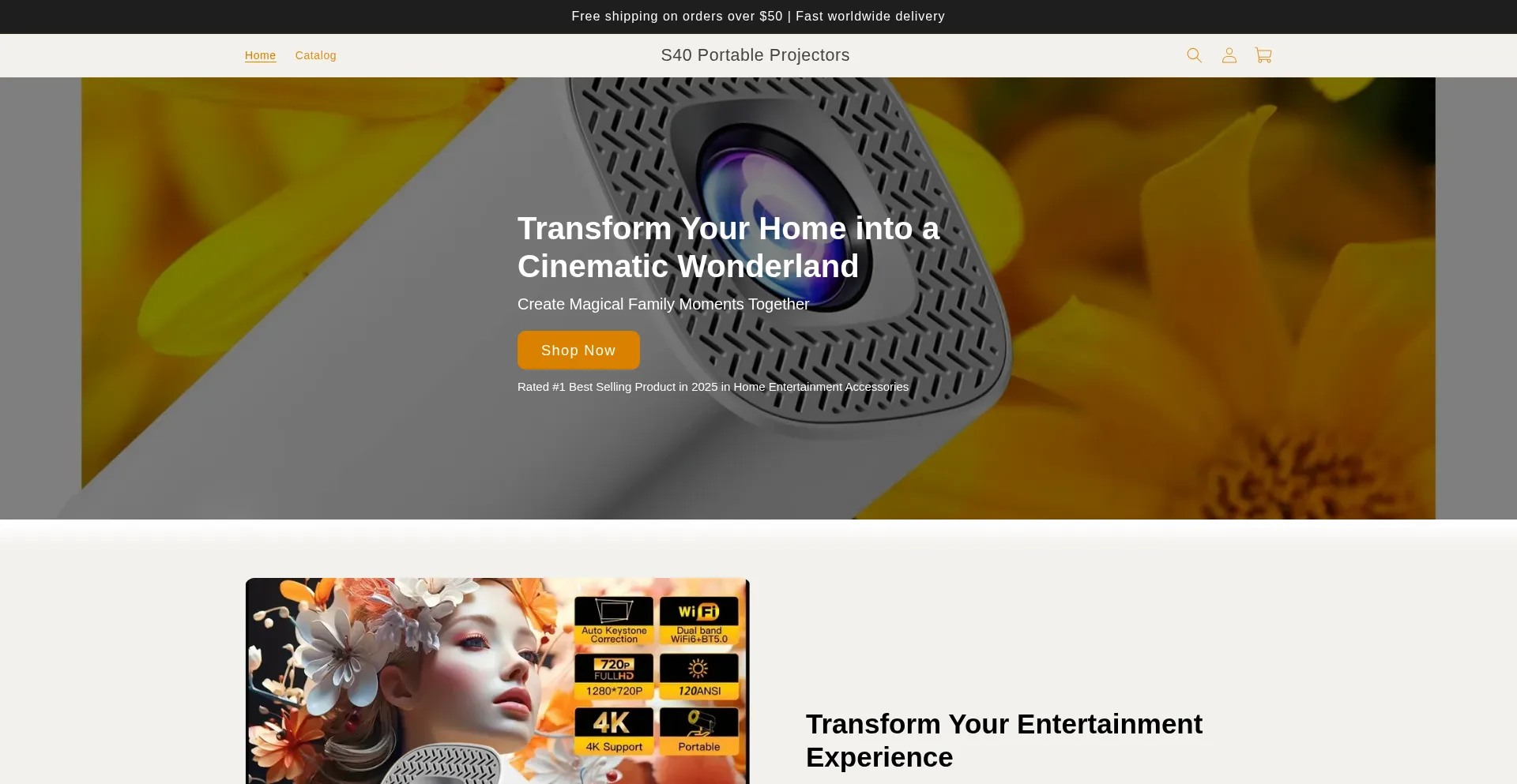 Website screenshot of S40portableprojectors.com