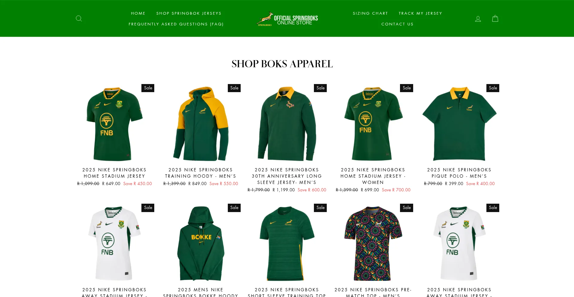 Website screenshot of Sa-boksrugby.co.za