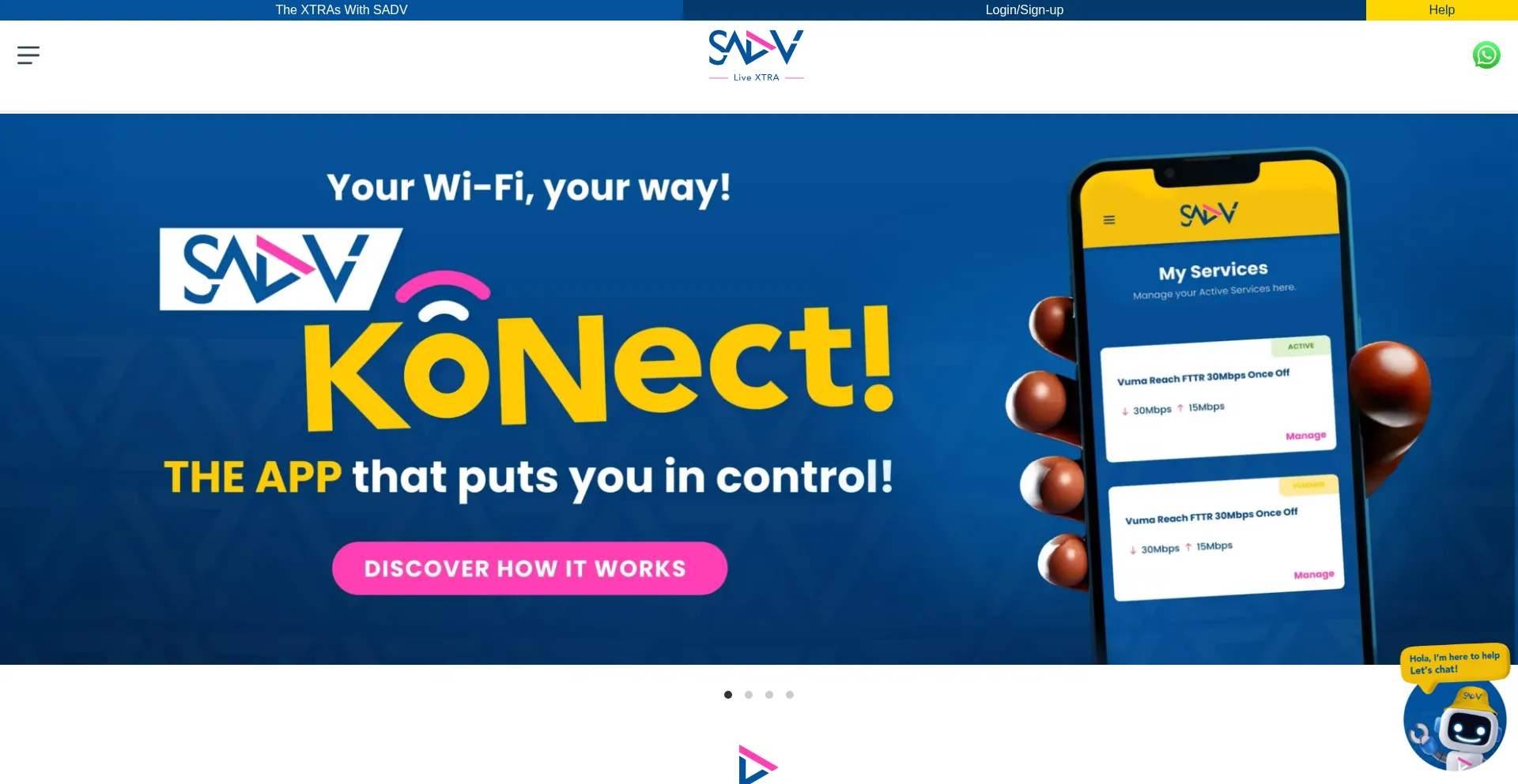 Website screenshot of Sadv.co.za